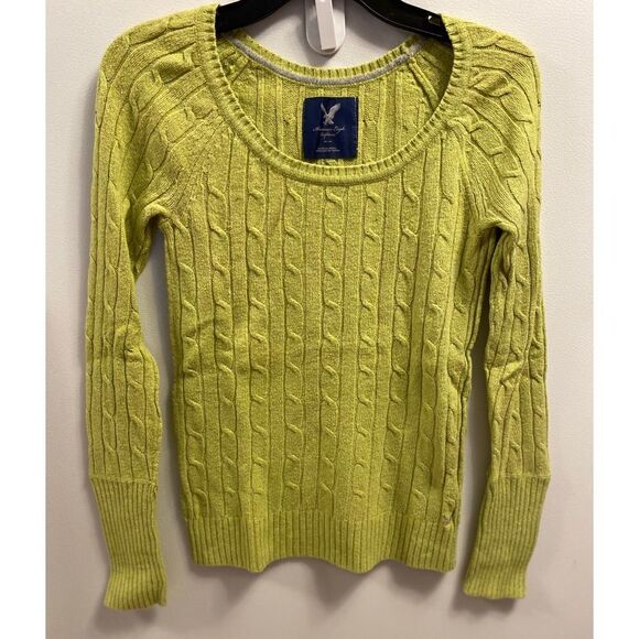 Lime Green American Eagle Scoop Neck Sweater - Picture 4 of 4